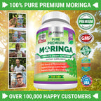 FRESH HEALTHCARE Moringa Capsules - 100% Pure Leaf Powder Supplement, 180 Pills, Non-GMO, 3 Month Supply, Complete Green Superfood for Energy, Skin, Immune and Gut Health Support