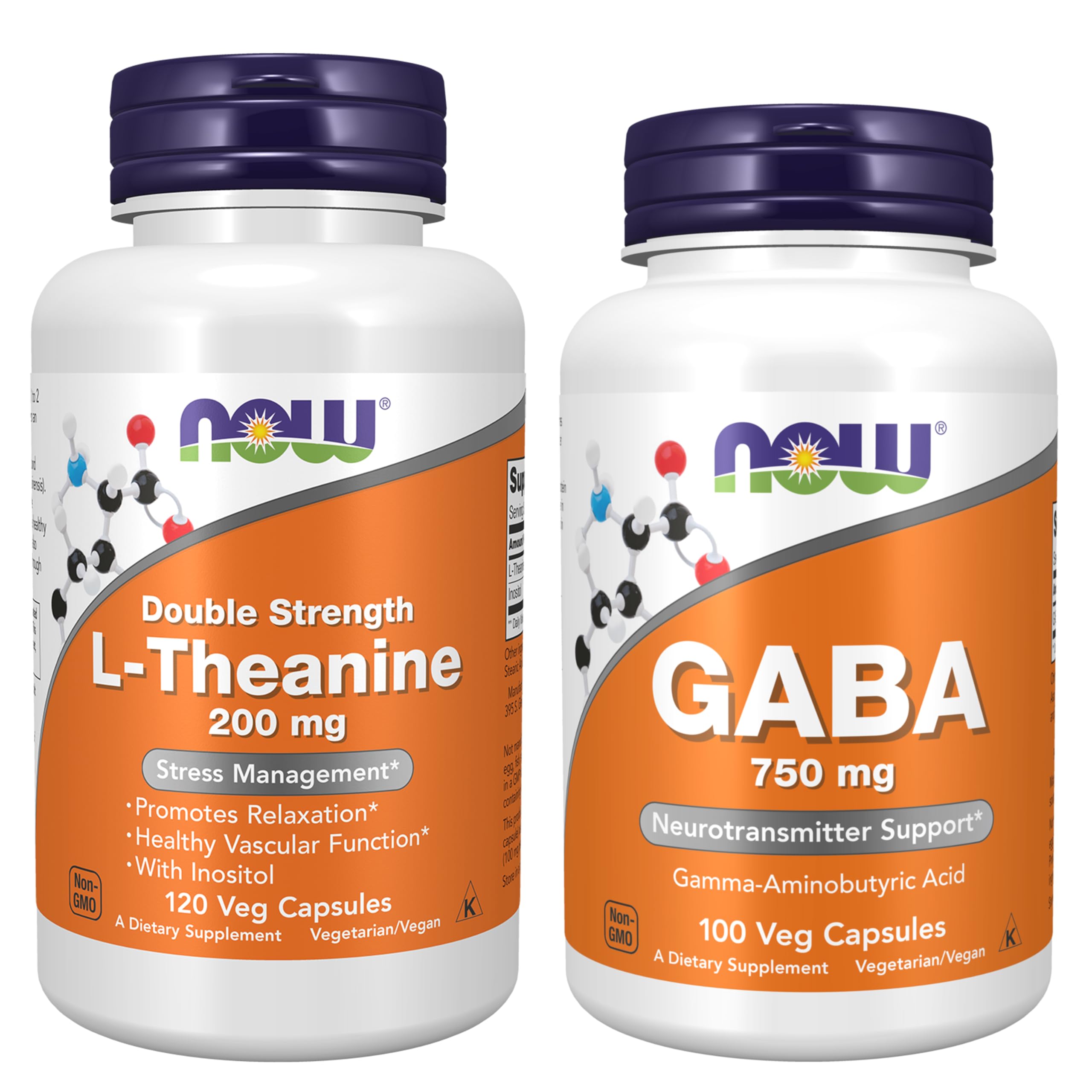 NOW Foods Supplements, L-Theanine 200 mg with Inositol, Stress Management*, 60 Veg Capsules
