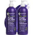 Tea Tree Purple Shampoo and Conditioner Set for Blonde, Silver & Gray Hair, Anti-Brass Toning & Brightening, Refreshes and Hydrates Scalp & Hair, Sulfate-Free Botanical Formula