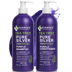 Tea Tree Purple Shampoo and Conditioner Set for Blonde, Silver & Gray Hair, Anti-Brass Toning & Brightening, Refreshes and Hydrates Scalp & Hair, Sulfate-Free Botanical Formula