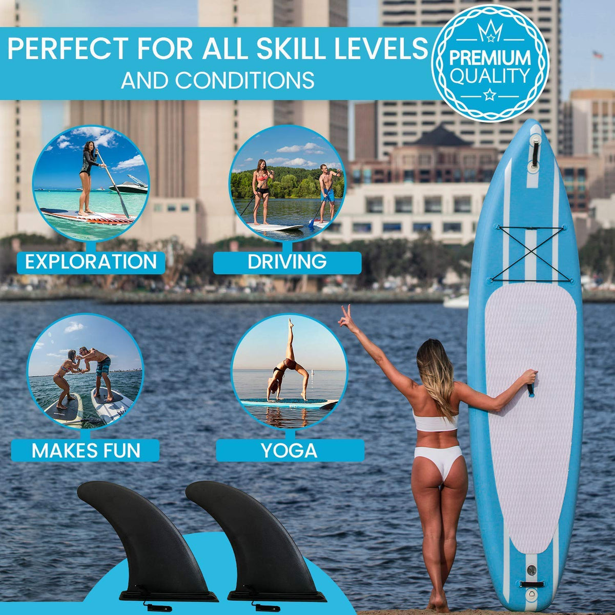 9" Sup Fin Replacement - Stand Up Paddleboard Fin Replacement, Quick Release Longboard Center Inflatable Paddle Board Fin, No-Tool Installation, Improves Stability - Ideal for Beginners and Pros