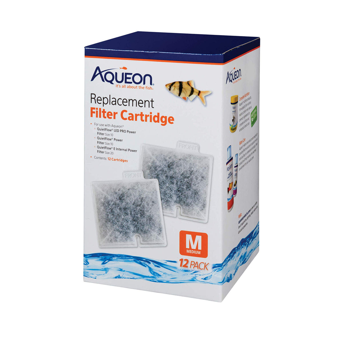 Aqueon Replacement Filter Cartridges Medium, Filter Cartridge, 12-Pack