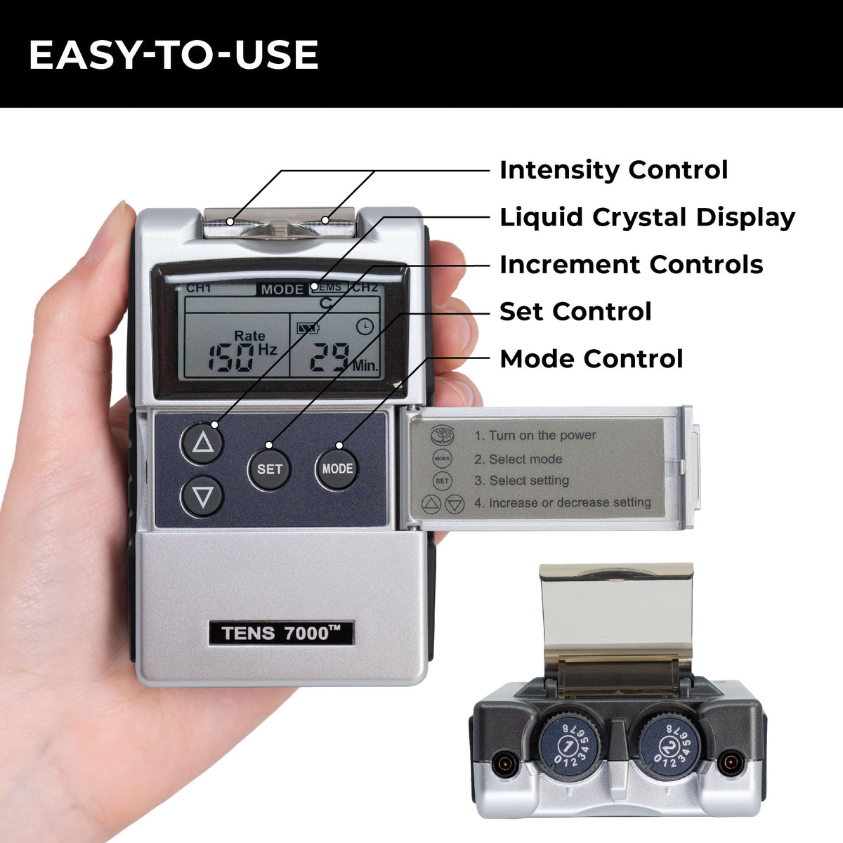 TENS 7000 Rechargeable Tens Unit Muscle Stimulator, EMS Muscle Stimulator, Back Pain Relief, 4 Electrodes/Unit Pads, Period Pain Simulator, Muscle Recovery & Growth, Stim Machine, Electrotherapy