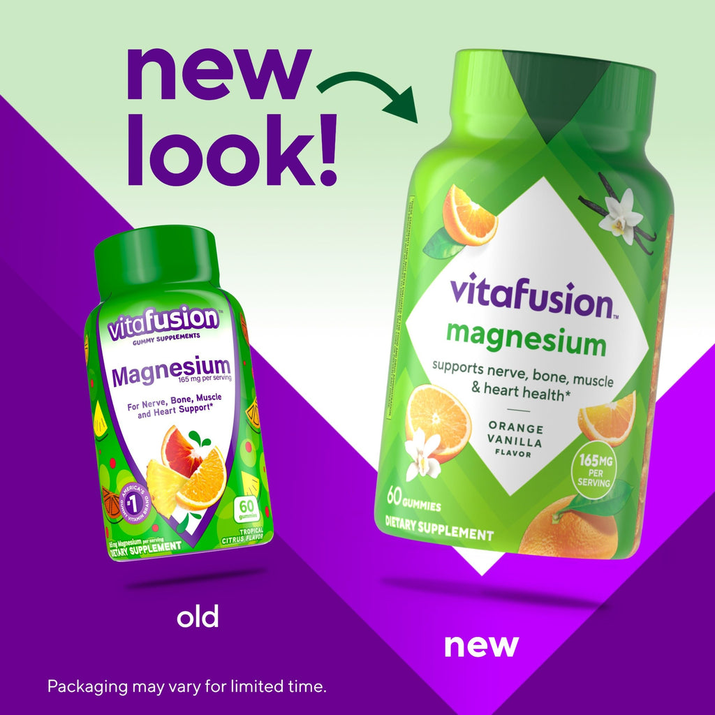 Vitafusion Magnesium Citrate Gummy | 165mg | 60 Gummies | for Adult Women & Men | Orange Vanilla Flavor | Gluten-Free Vitamin Supplement