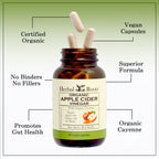 Herbal Roots Organic Apple Cider Vinegar Capsules with Mother - Pure Extra Strength - 60 Vegan Capsules