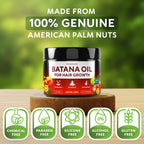 Batana Oil for Hair Growth - 100% Raw & Organic Unrefined Batana Oil - Cold Pressed Hair Mask for Scalp Health, Thicker Hair & Split Ends Repair - Natural & Pure (4.23 oz)