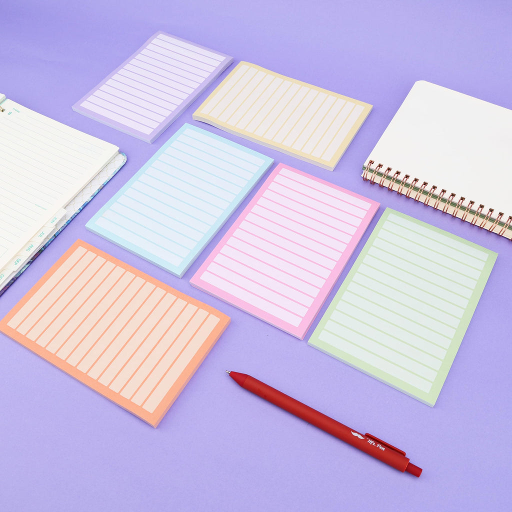 Mr. Pen- Lined Sticky Notes, 4" x 6", 6 Pads, 270 Sheets