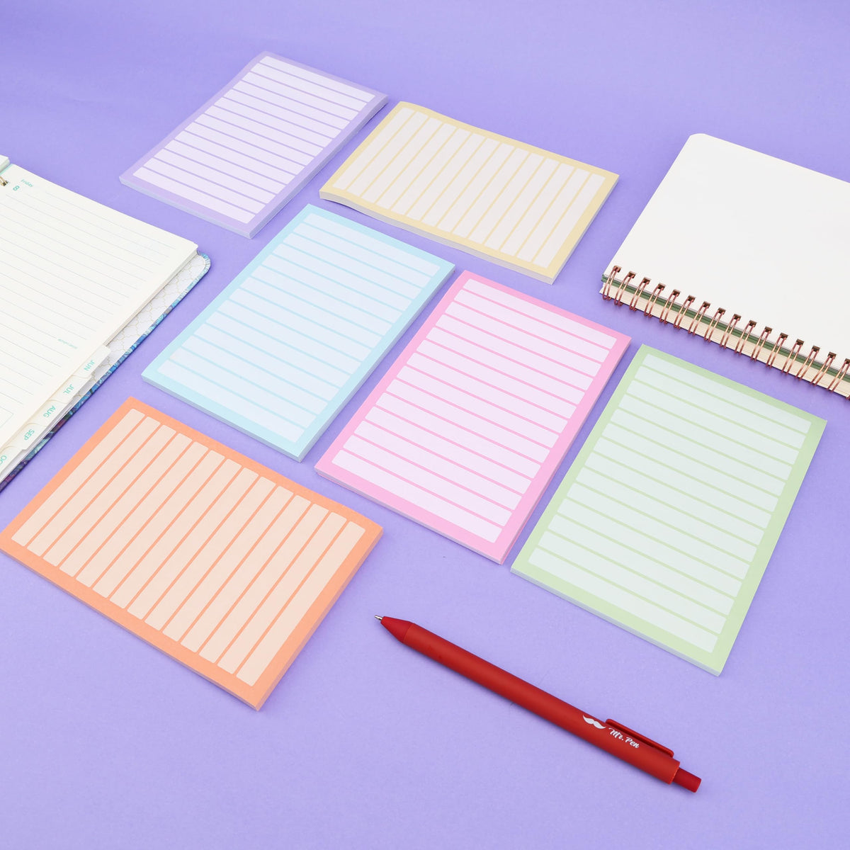 Mr. Pen- Lined Sticky Notes, 4" x 6", 6 Pads, 270 Sheets