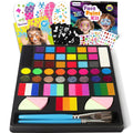 Mocoosy 41 Color Face Painting Kit for Kids, Non-Toxic Water Activated Face Paint Palette With Stencils, Brushes, Gem, Professional Facepainting Kit for Halloween Makeup, Cosplay Party, Carnival
