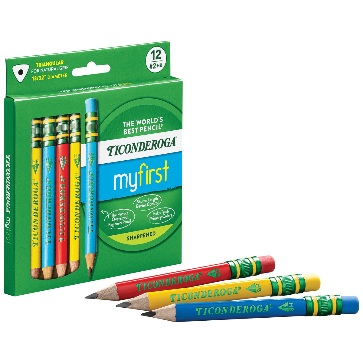Ticonderoga My First Short Triangular Wood-Cased Pencils, #2 HB Soft