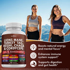 NEW AGE Lions Mane Mushroom Supplement with Turkey Tail Reishi Cordyceps Chaga with Marshmallow Root - 120 Count