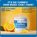 Relaxium SleepQuick Gummies, Sleep Aid, 5 mg Melatonin, D-3, Lemon, 60ct | Gut Health & Immune Support, Prebiotic Probiotic Blend, Gluten & Drug Free