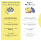 Vanman's Tallow and Honey Balm in a small jar, promotes deep nourishment with natural ingredients. Verified by CuratCart.