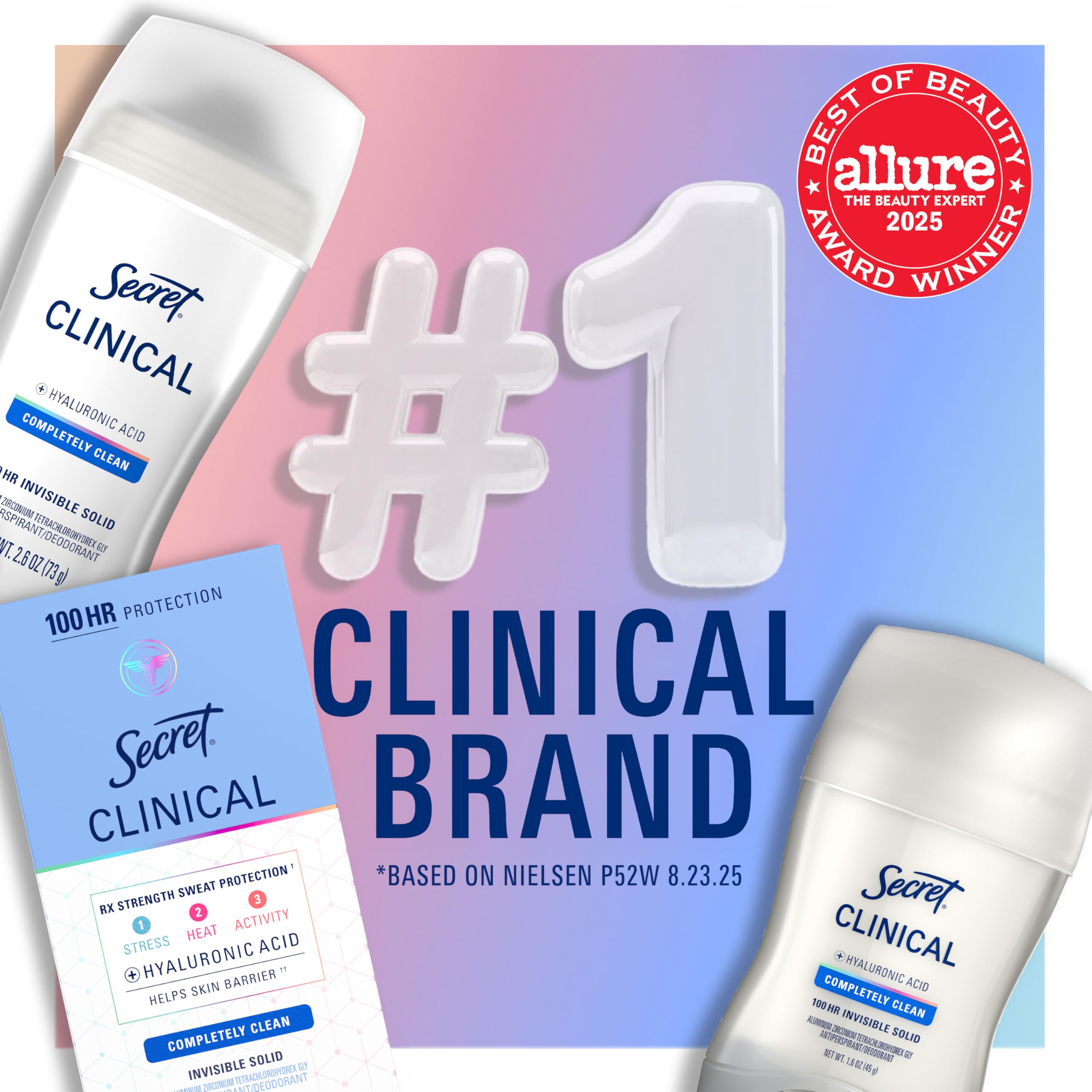 Secret Clinical Strength Antiperspirant Deodorant for Women, Stress Response, 3X Stress & 72hr Sweat & Odor Protection, PH Balancing Minerals, Soft Solid, 1.6 oz (Pack of 3)