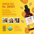 MARYRUTH'S Organic Pumpkin Seed Oil Cold Pressed, Sugar Free, 60 Servings | 2 Month Supply, USDA Organic Liquid Drops, Urinary Health in Men, Sugar Free, Vegan, Non-GMO