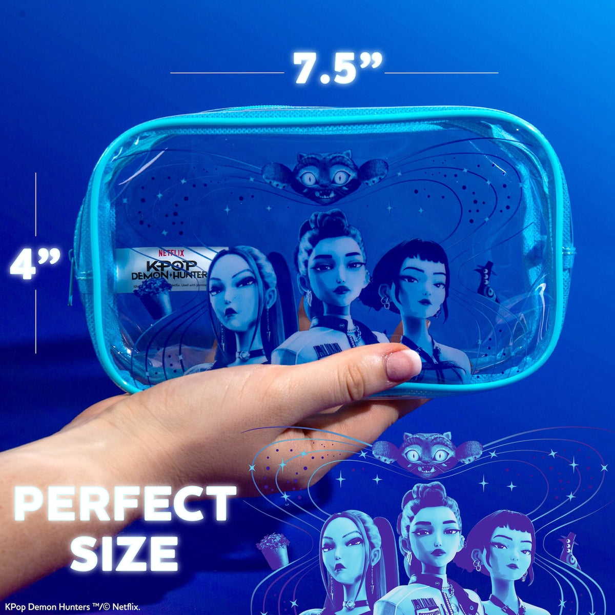 Kpop Demon Hunters™ Pencil Pouch – Huntr/x Edition, Durable PVC Pouch with Zipper, Spacious & Travel-Friendly, Official K Pop Demon Hunters Merch for K-Pop Fans, Students, Teen