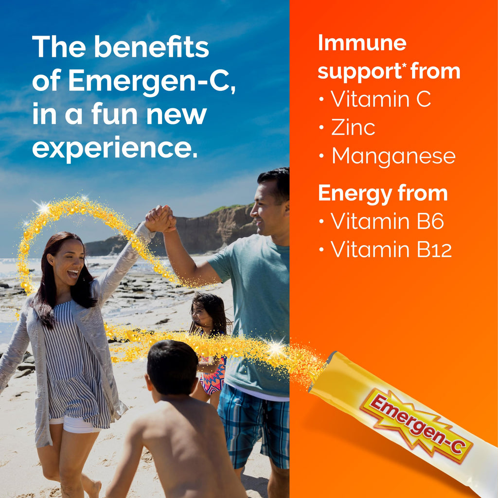 Emergen-C Vitamin C 500mg, Immune Support Crystals, Orange, 56 Packets | High Potency Vitamin C, B Vitamins for Energy, Zinc and Manganese, No Water Needed, Easy Pouch Format