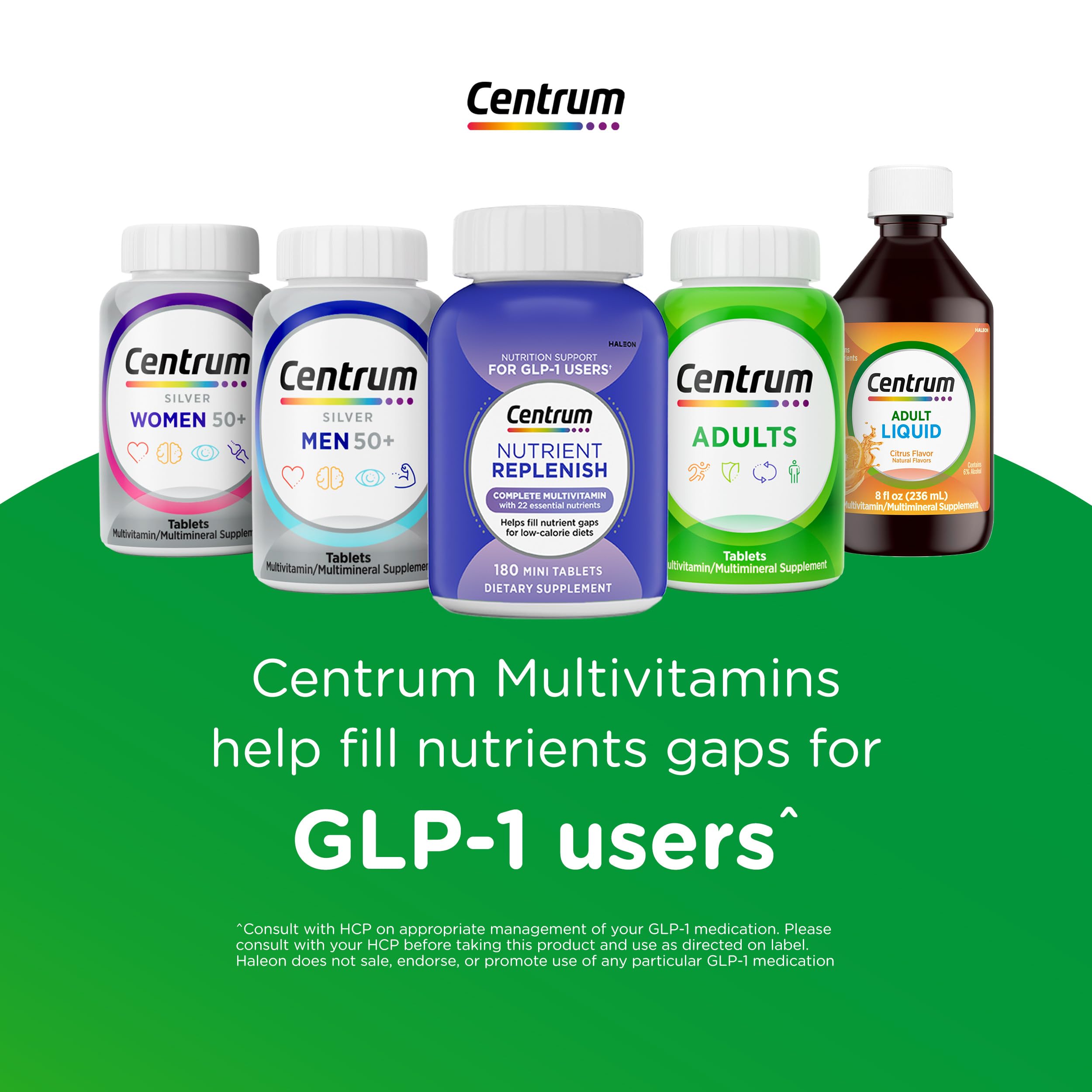 Centrum Silver Multivitamin for Adults 50 and Over, 125 Tablets | Contains Vitamin D3, B Vitamins, Clinically Proven to Support Memory as You Age, GLP-1 Support