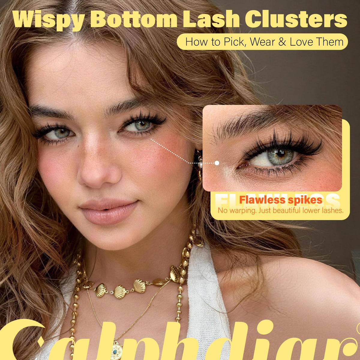 Premium imported Calphdiar wispy bottom lash clusters create flawless, beautiful lower lashes for a stunning eye look.