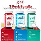 Goli Zero Sugar Trio - World's First 3-in-1 Pre, Post, Probiotic, Apple Cider Vinegar with Vitamin B12 and Probiotics, Ashwagandha & L-Theanine, Vitamin D Gummies, 90 Count (3-Bottle Set)