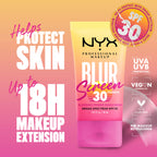 Buy now NYX PROFESSIONAL MAKEUP Blurscreen SPF 30 Primer, 3-in-1 Blurring Makeup Primer with Sunscreen, Vegan Formula with No White Cast or Greasy Feeling at indiglob india