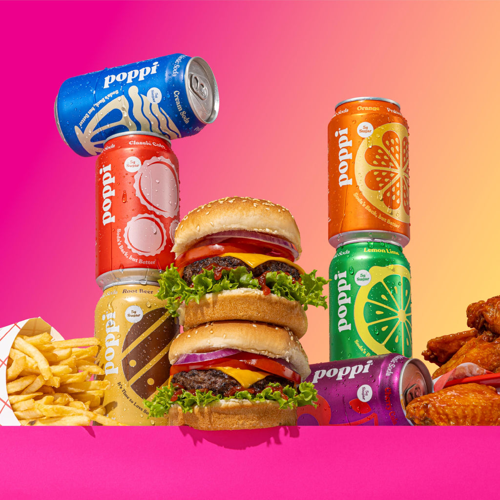 Buy now Poppi Sparkling Prebiotic Soda Beverage with Apple Cider Vinegar, Seltzer Water and Fruit Juice, Game Day Variety Pack, 12 Fl Oz, Pack of 12, Packaging May Vary at indiglob india