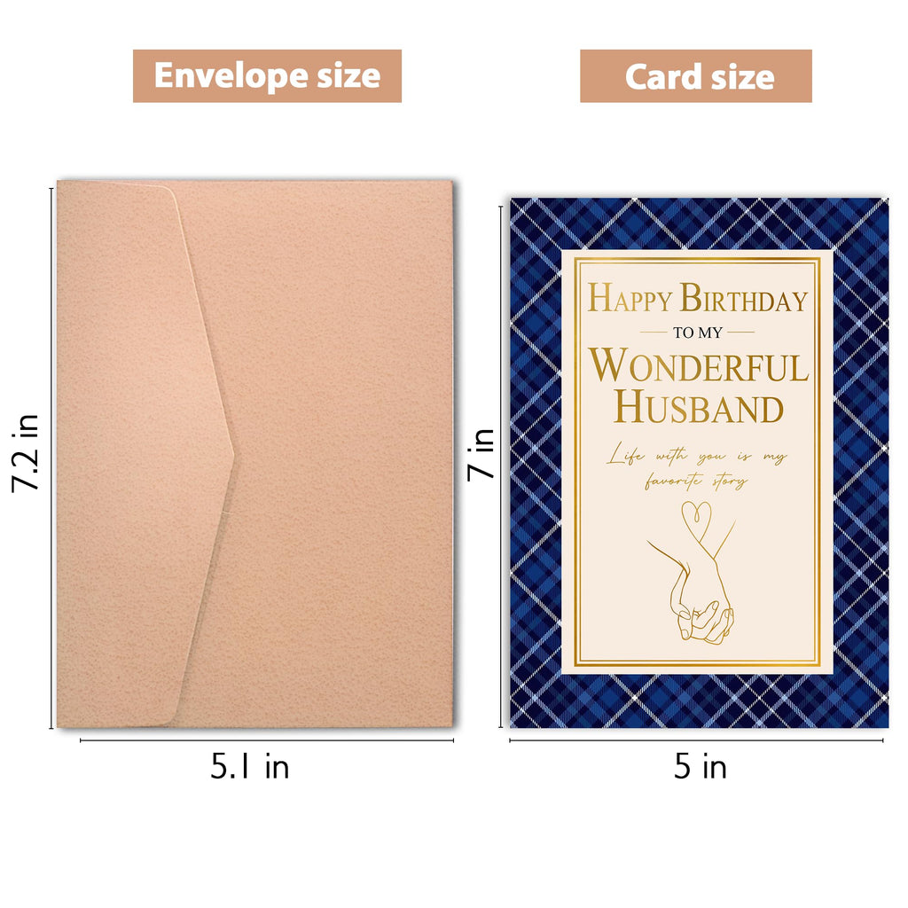 Happy Birthday Card for Husband, Romantic Birthday Card from Wife, Funny Husband Birthday Greeting Card, Heartfelt Birthday Gift for Him, 5x7 Inch Card with Envelope