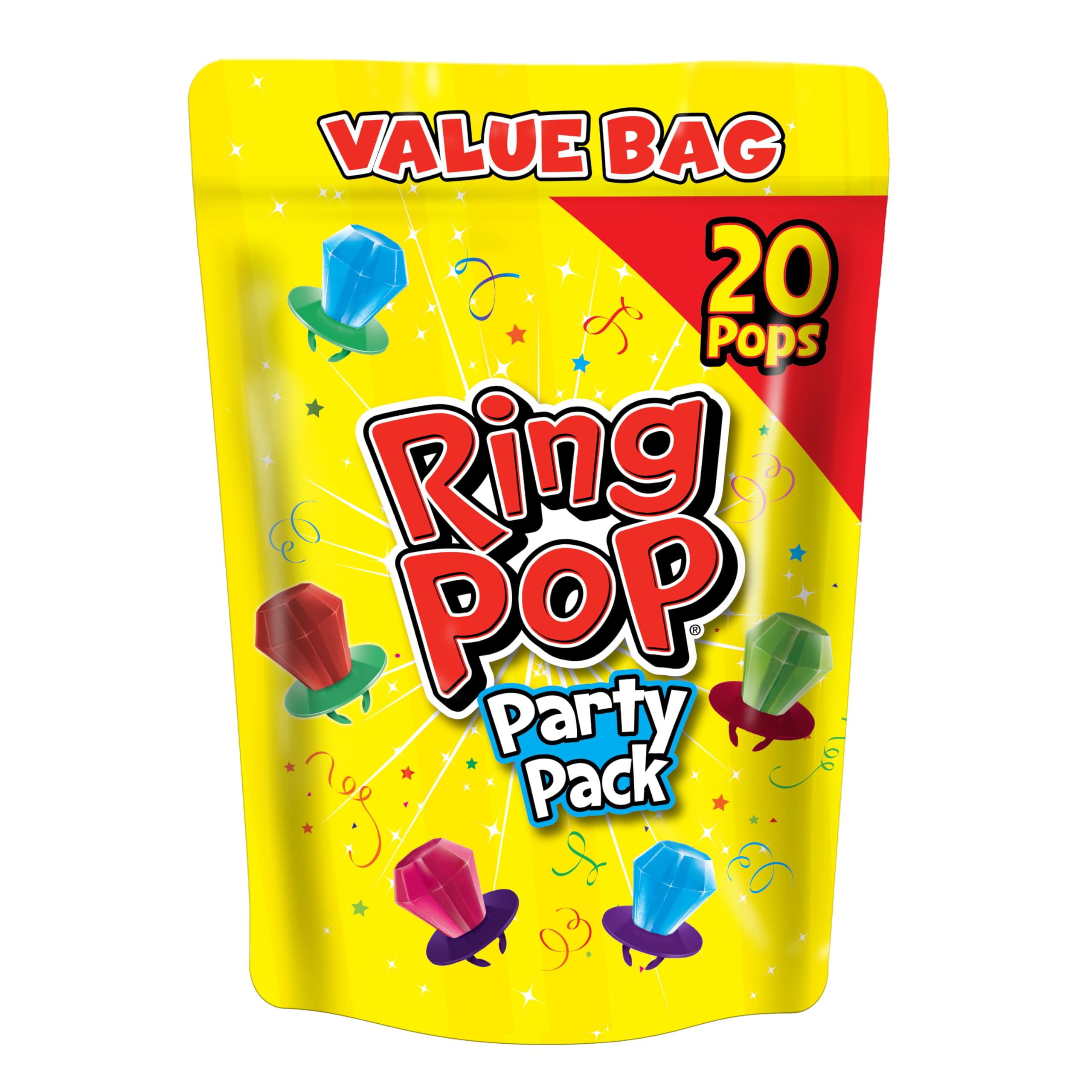 Buy now Ring Pop Candy, Valentine's Lollipops, 20 Ct Party Favors in Assorted Fruity Flavors - Full Size, Fun Hard Candy For Birthday Parties, Valentine's Gifts, Goodie Bags, Party Favors at indiglob india