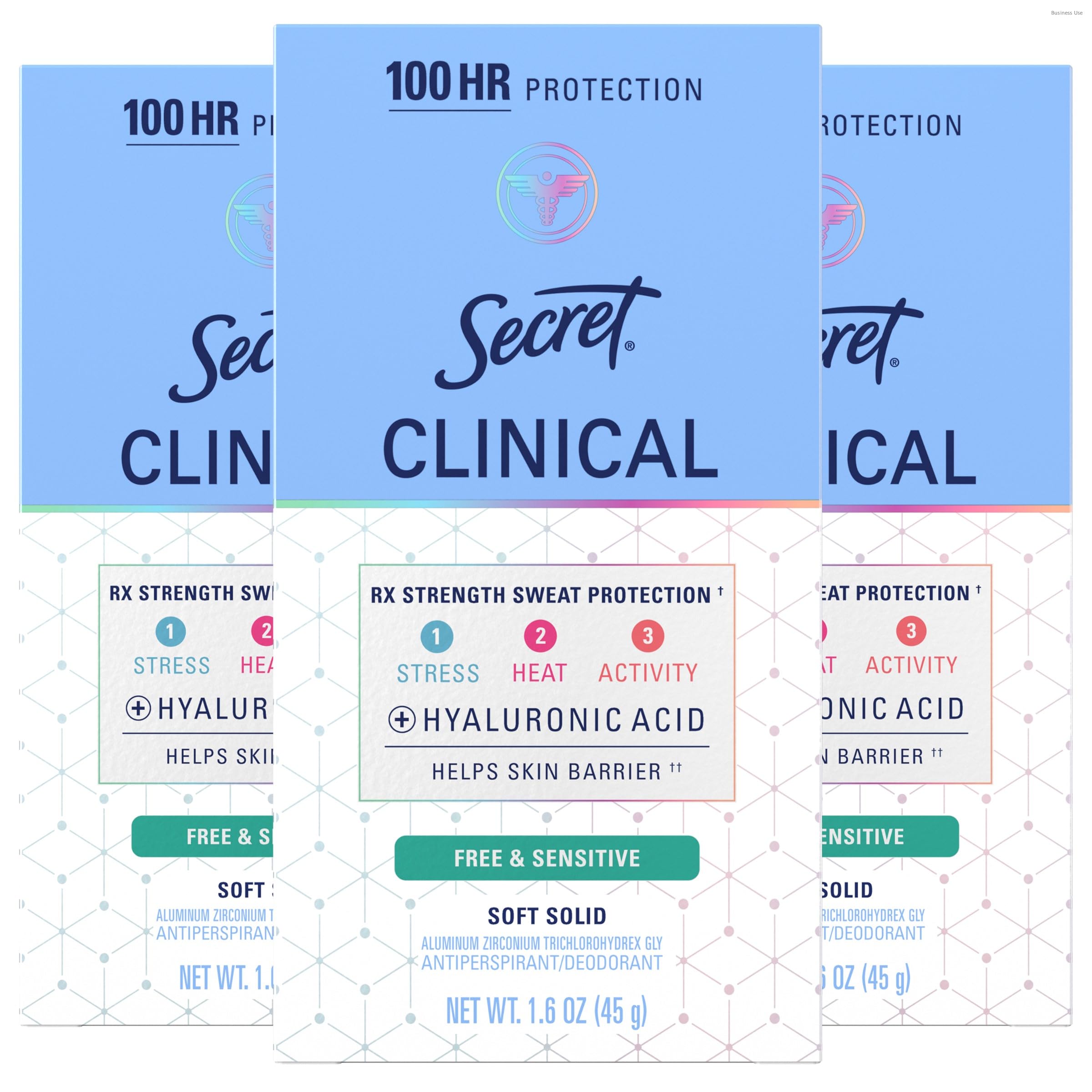 Secret Clinical Strength Antiperspirant Deodorant for Women, Stress Response, 3X Stress & 72hr Sweat & Odor Protection, PH Balancing Minerals, Soft Solid, 1.6 oz (Pack of 3)