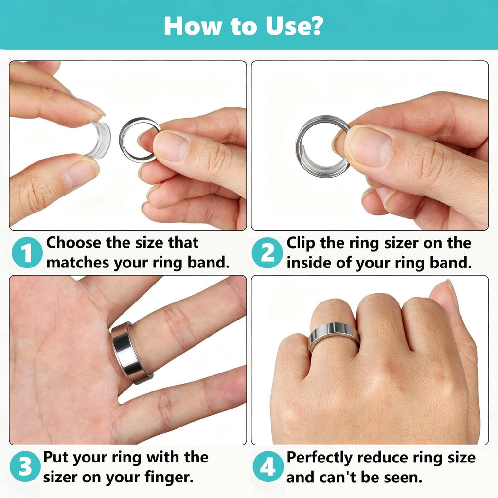 Ring Sizers for Loose Wide Rings - Invisible Clip-on Ring Size Adjusters