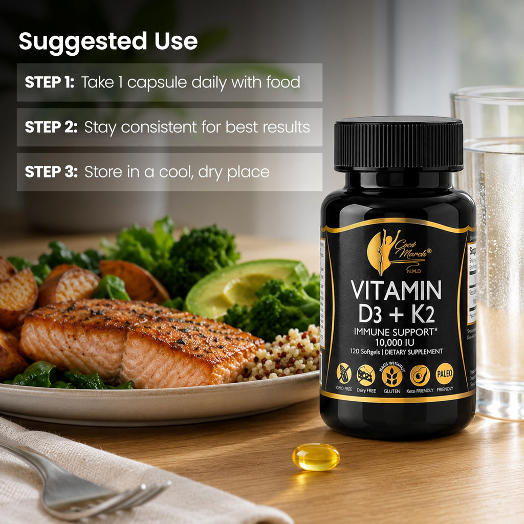 Cocó March N.M.D Vitamin D3+K2 10,000 IU - High Potency, 4 Month Supply