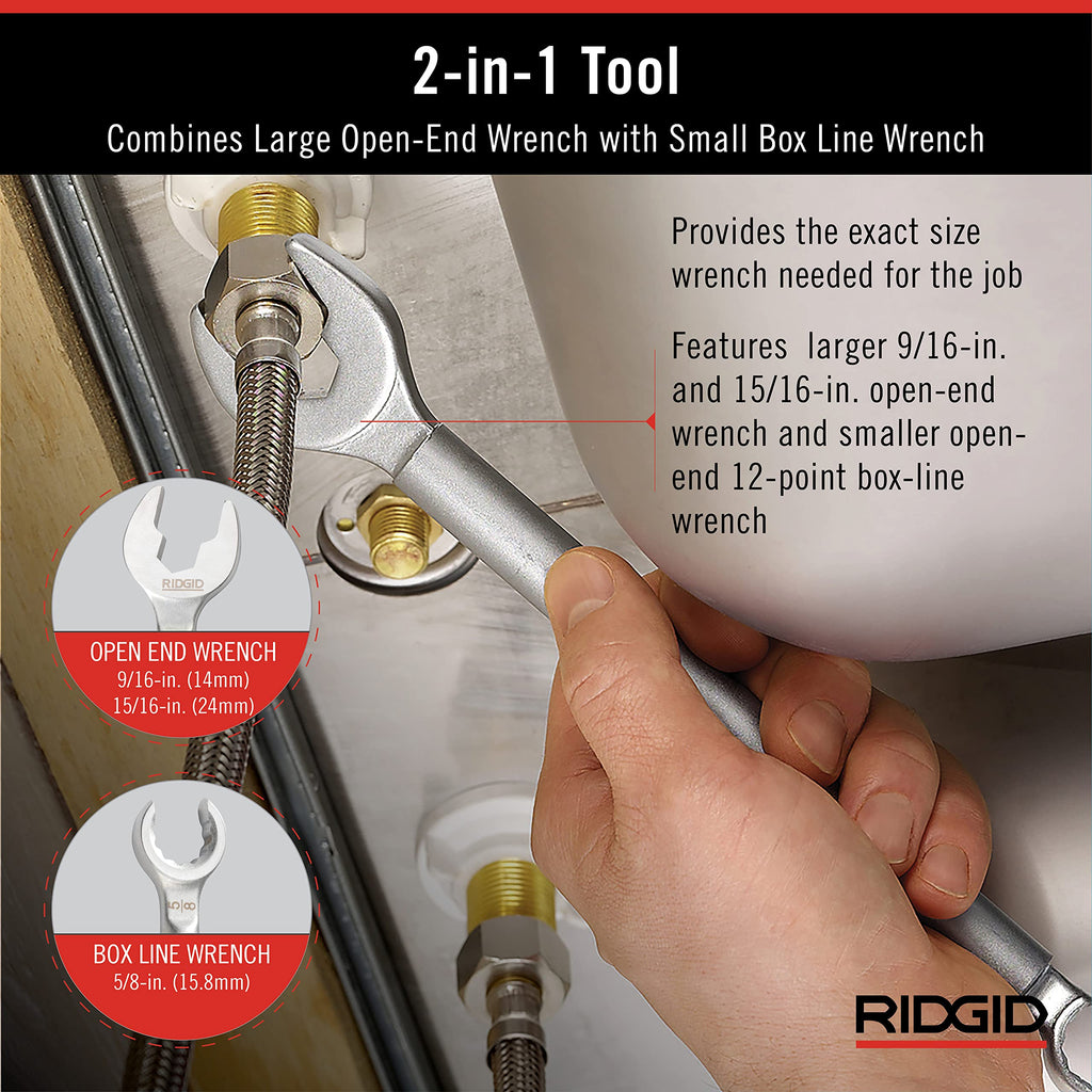 Buy now RIDGID 27023 Model 2002 One Stop 2-in-1 Wrench for Angle Stops, Straight Stops, and Compression Couplings at indiglob india