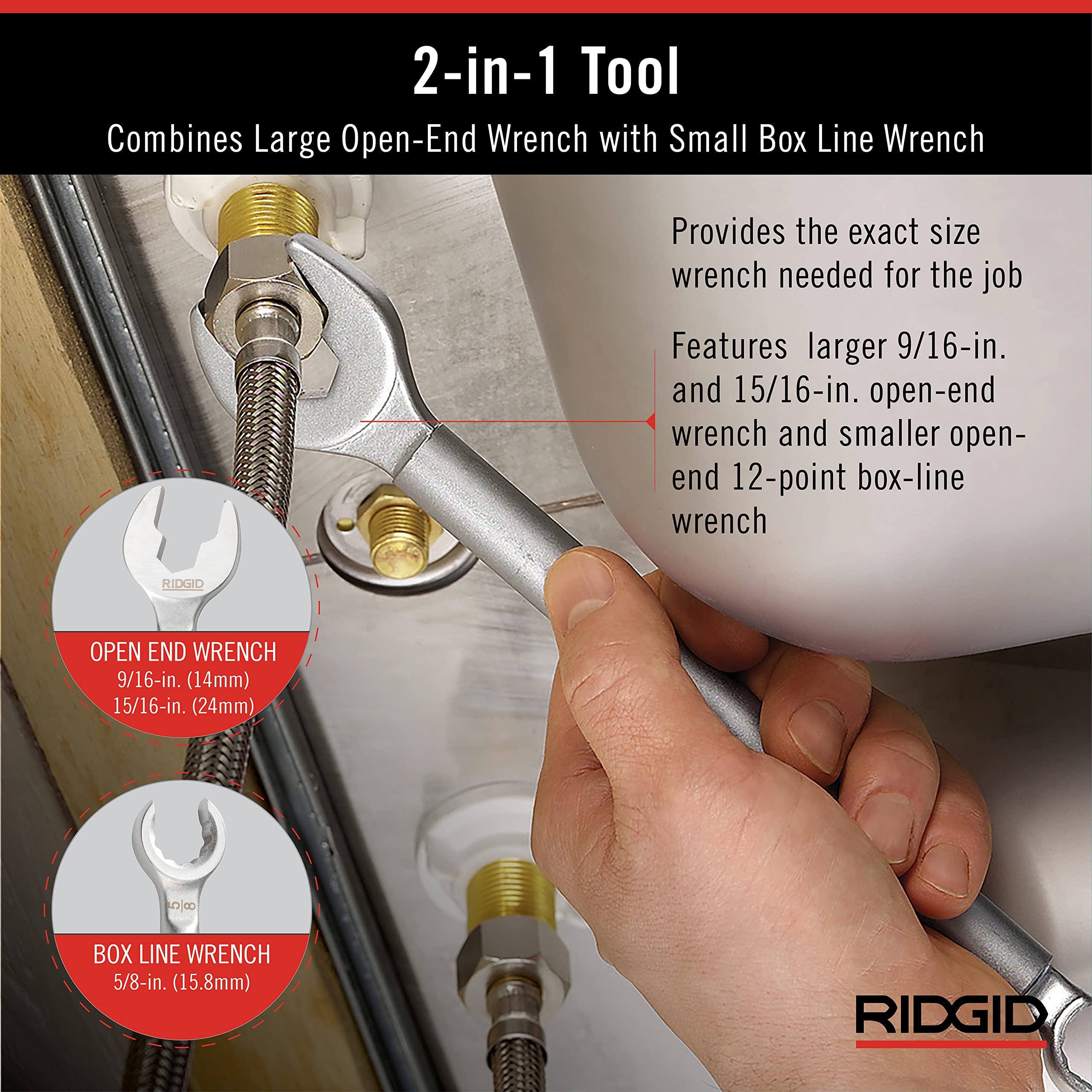 Buy now RIDGID 27023 Model 2002 One Stop 2-in-1 Wrench for Angle Stops, Straight Stops, and Compression Couplings at indiglob india