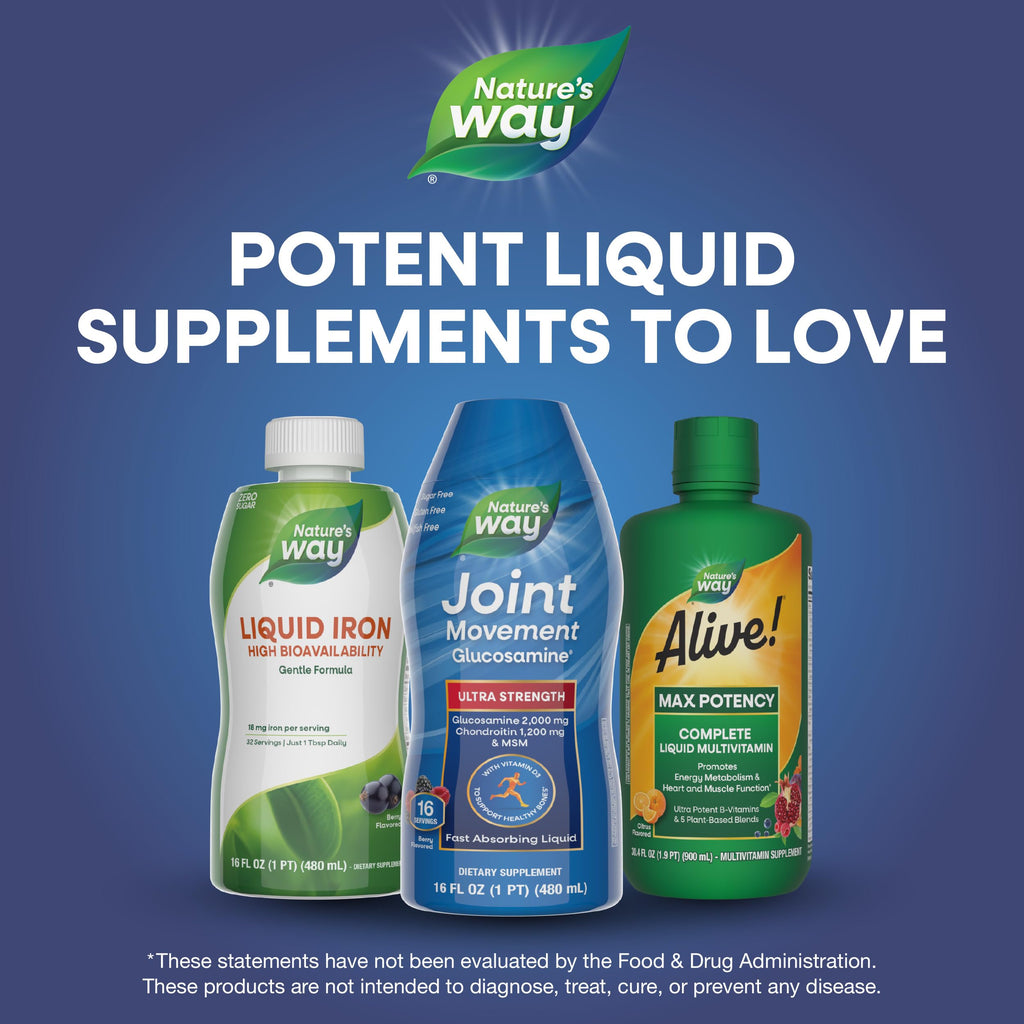 Nature's Way Joint Movement Glucosamine Liquid, Chondroitin, Berry, 16 oz | MSM with Vitamin D3 & Hyaluronic Acid, Fast-Absorbing Liquid, Joint Support Supplement*, Berry Flavored