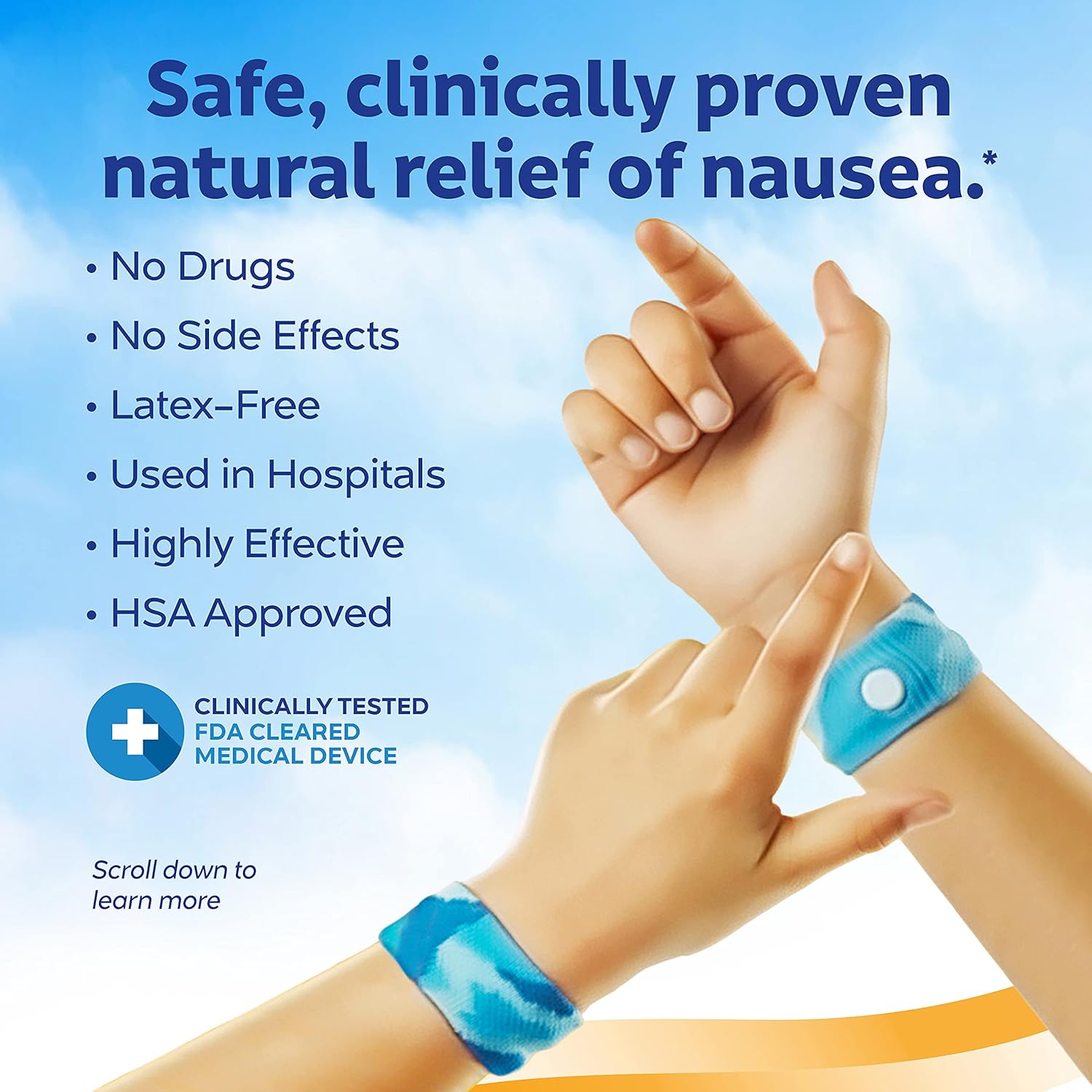 Buy now Sea-Band Anti-Nausea Acupressure Wristband for Motion & Morning Sickness, Child, Blue at indiglob india