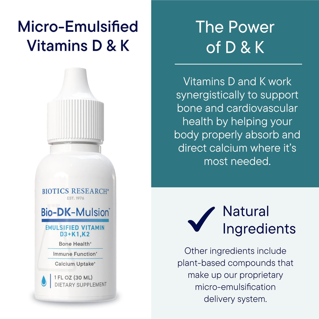 BIOTICS RESEARCH Bio-DK-Mulsion™ Liquid Vitamin D3 5000 IU, K1,K2 300mcg