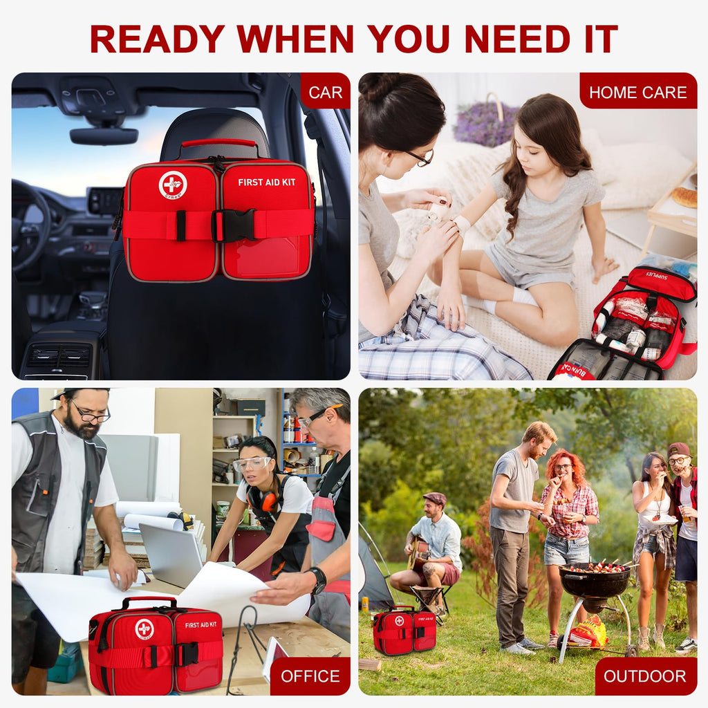516 Piece First Aid Kit for Car, Travel & Home, FSA Eligible HSA Items - Large Professional Waterproof Compact Labeled Emergency Kit with Molle Shoulder Strap for Camping, Hiking & Survival