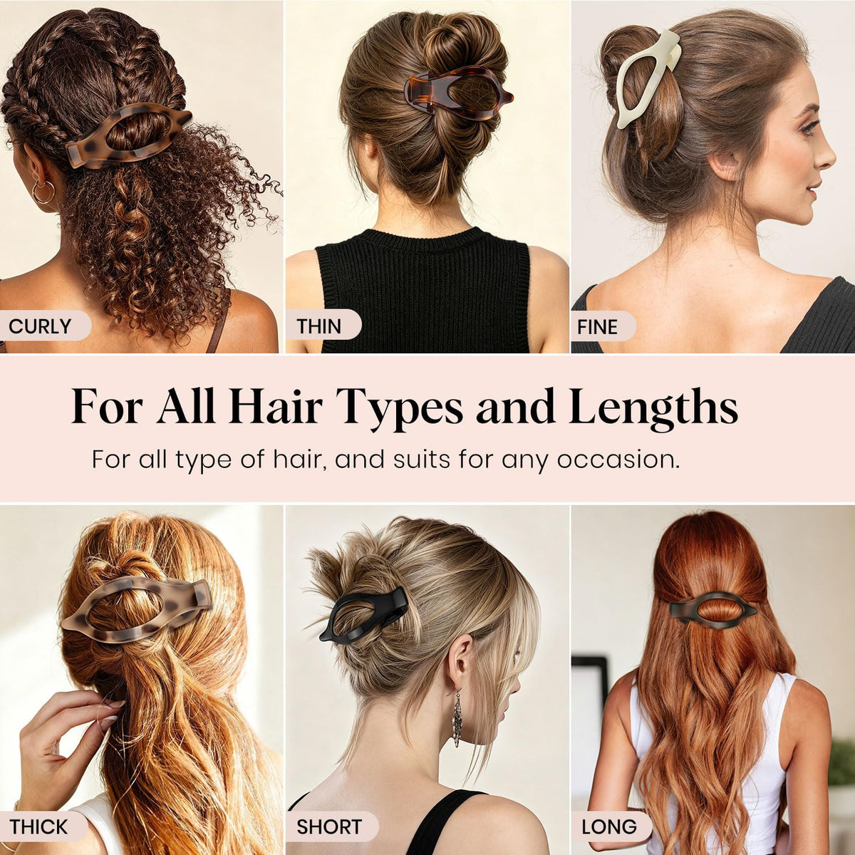 Set of 4 large flat hair clips suitable for all hair types and lengths. Verified by CuratCart for quality assurance.