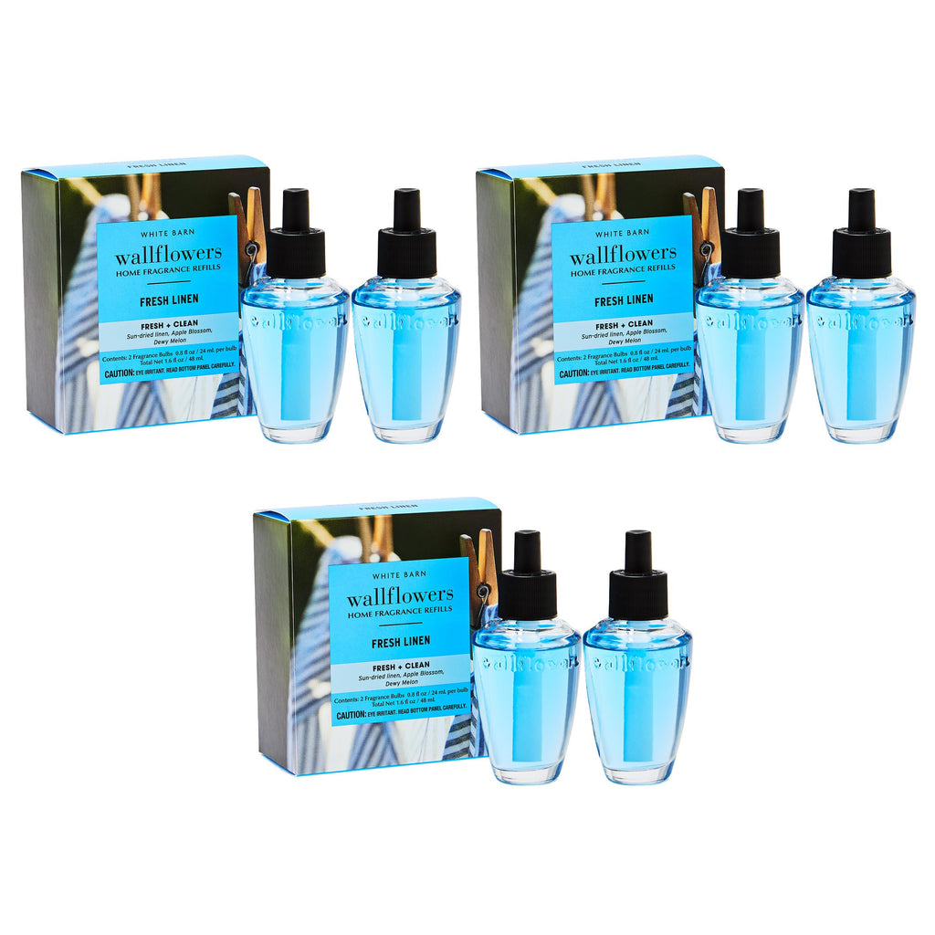 Bath & Body Works Wallflowers Refills, Fresh Linen Scent, 6 Pack