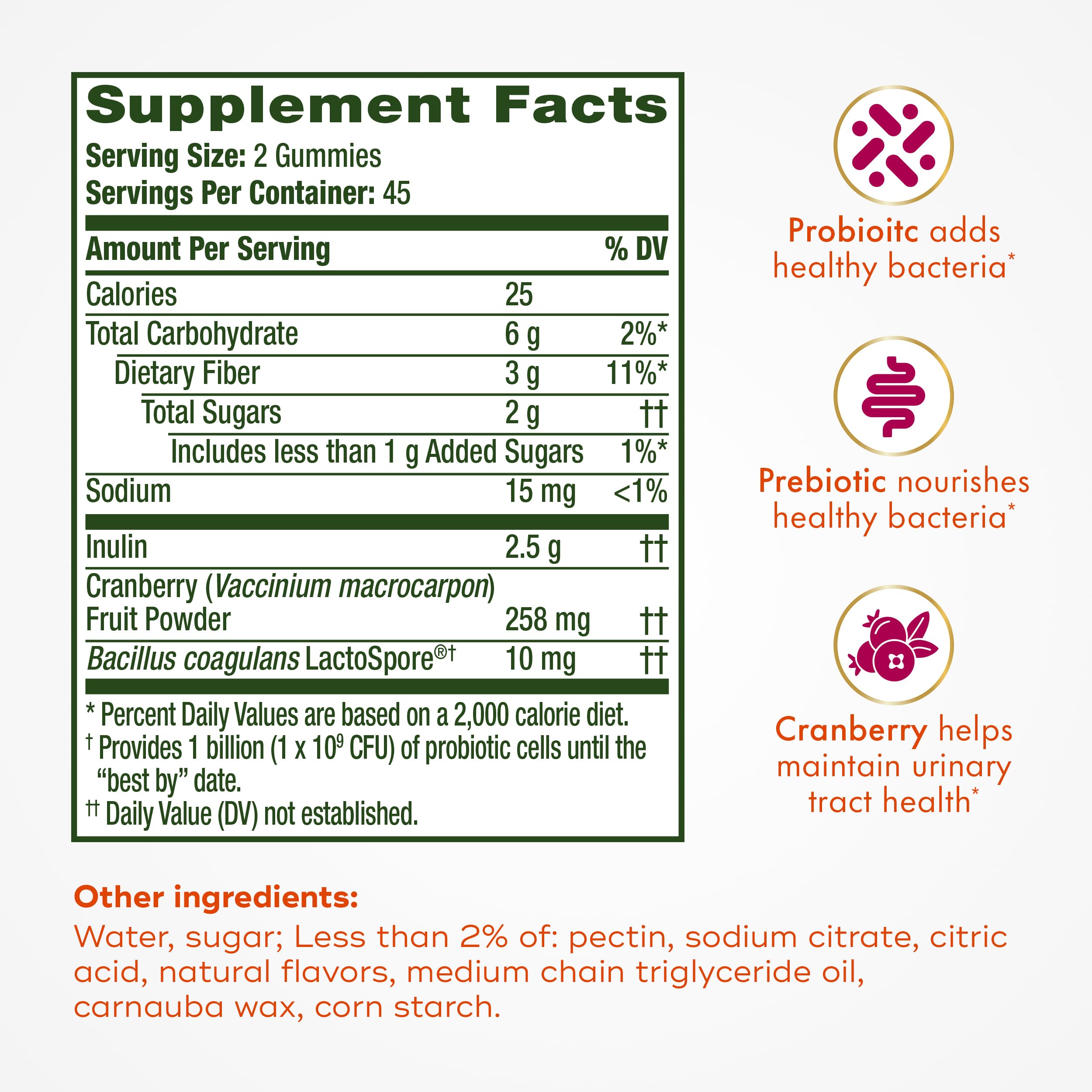 Align Probiotic, Women's Dualbiotic, Womens Probiotic Gummies, Prebiotics and Probiotics for Women, with Cranberry for Urinary Tract Health*, Cranberry Flavor, 90 Gummies