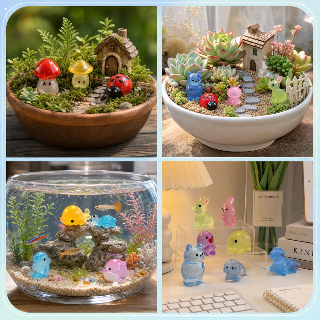 120PCS Mini Resin Animals Bulk, 24 Styles Glow in The Dark Animal Figures