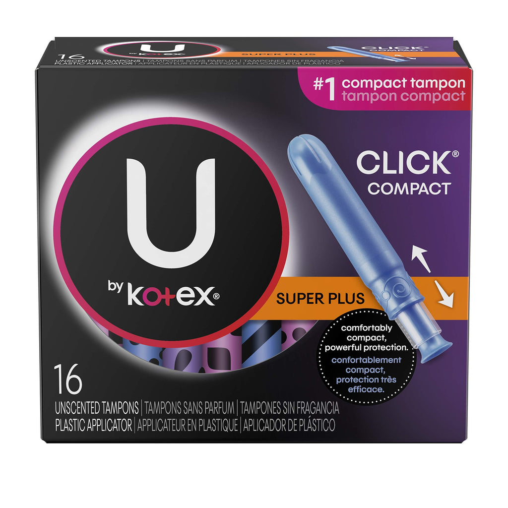 Buy now U by Kotex Click Compact Tampons, Super Absorbency, Unscented, 16 CT (Pack of 2) at indiglob india