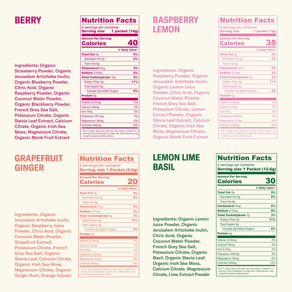 Ballerina Farm Farmer Hydrate Variety Pack, 4 Flavor Electrolyte Packets