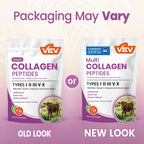 VEV Multi Collagen Peptides Powder, Types I, II, III, V & X, 41 Servings | NSF Certified, Hydrolyzed Collagen with Hyaluronic Acid, Biotin & Vitamin C, Unflavored, 16 oz