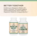 Magnesium Malate 1,500mg, Daytime Energy + Muscle Support, 420 Capsules | Daytime Energy + Muscle Supplement, 225mg Elemental Mg per Serving, Malic Acid for Cellular Energy, Vegan + Non-GMO