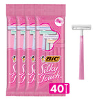 BIC Silky Touch Womens Disposable Razors, 2-Blade, Travel Covers, 40-Pack