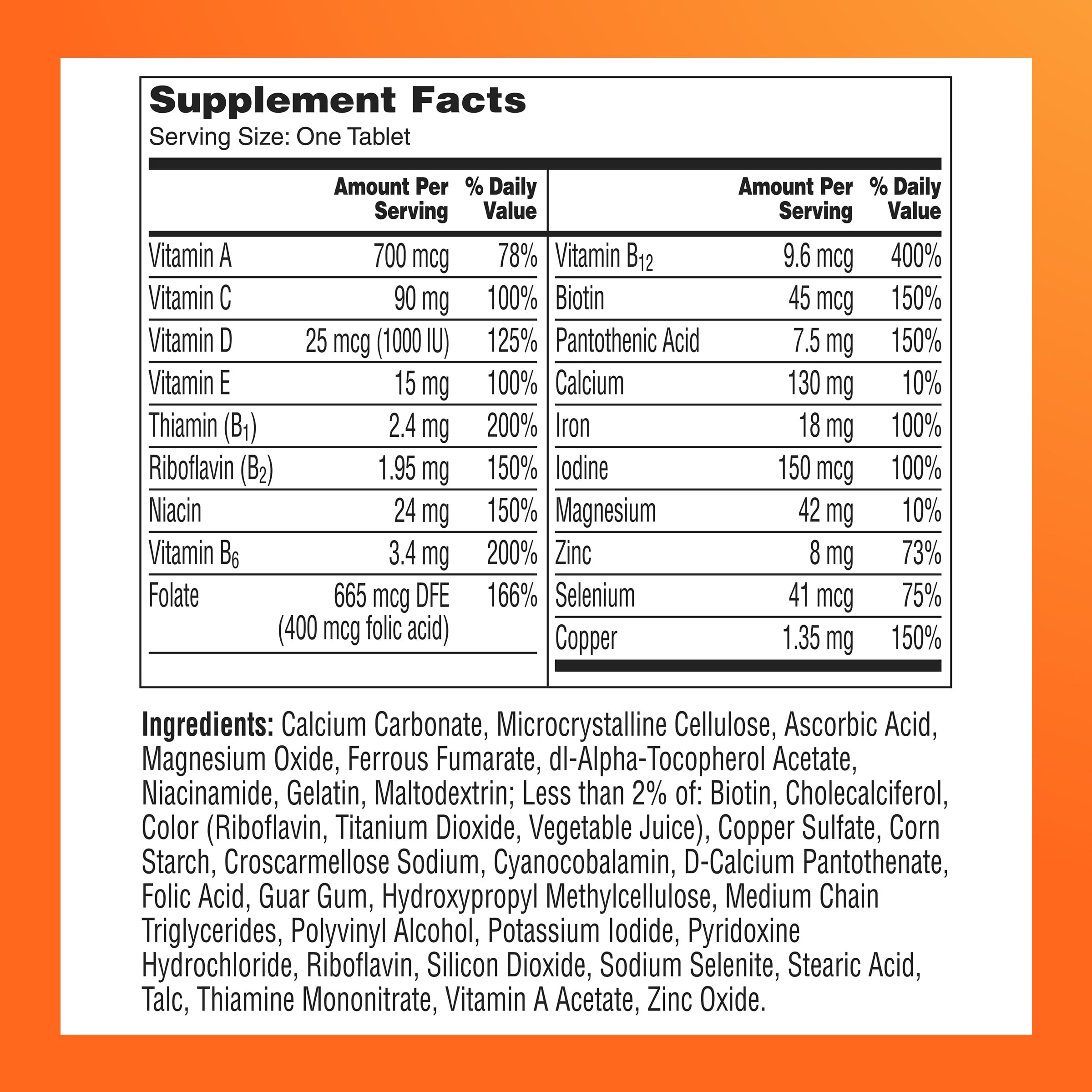 One A Day Multivitamin for Women- Daily Vitamins for Woman with Biotin, Calcium, Folic Acid, Iron & Zinc, Complete Women’s Vitamins, 200 Ct (Packaging May Vary)