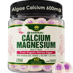 Plant Based Calcium Gummies 600mg with Vitamin D3 K2, Magnesium, Zinc for Bone Strength, Sugar Free Calcium Supplements for Women & Men (Certified Vegan) from Sustainably Organic Red Algae - 60 Counts