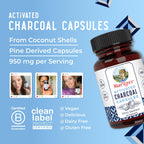 MARYRUTH'S Activated Charcoal Capsules, 950 mg, Non-GMO, Vegan, 40 Count | Substance Adsorption, Derived from Coconut Shells, Vegan Capsules from Pine Trees, Gluten Free