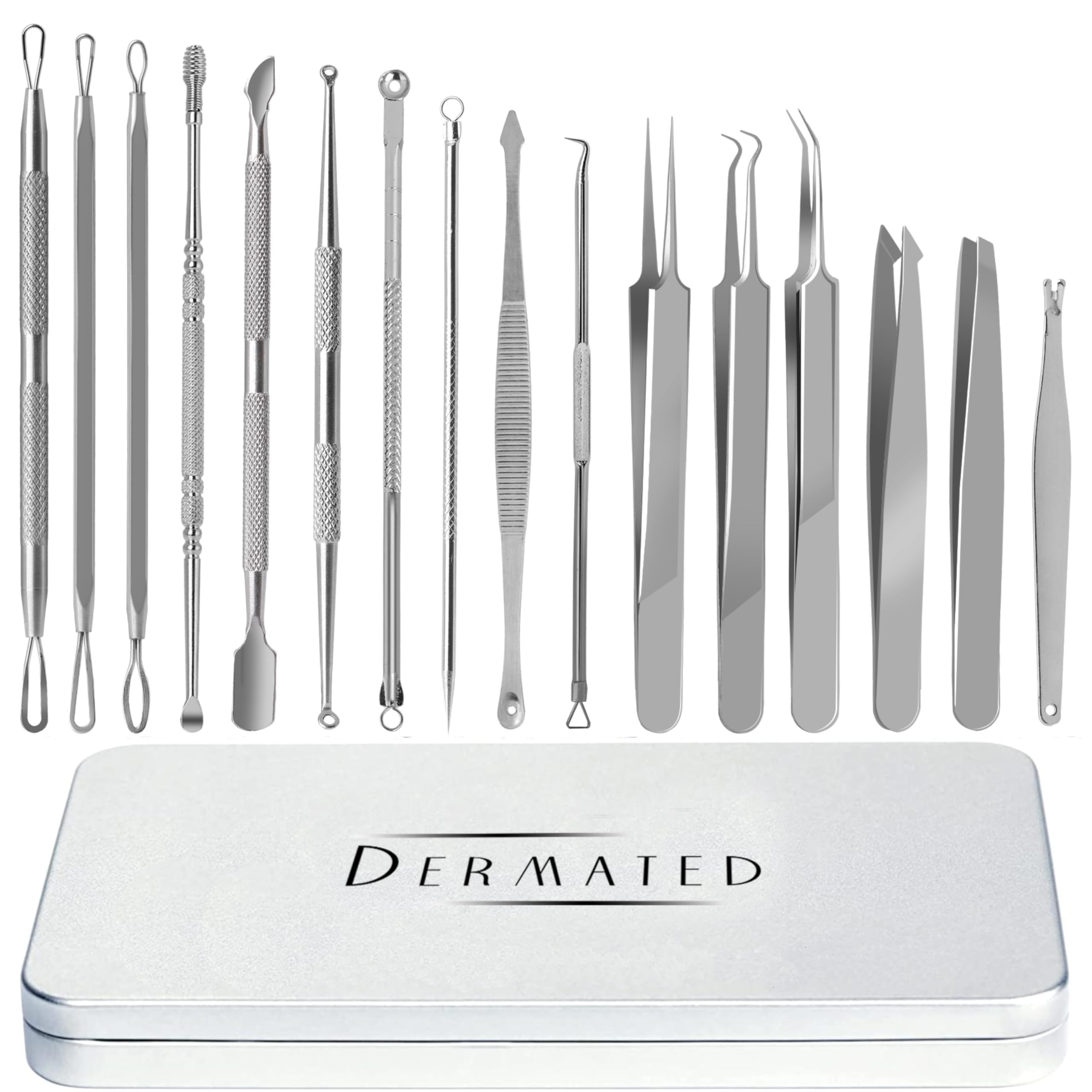 6 Pcs Pimple Popper Tool Kit Blackhead Remover, 410 Grade Stainless Steel | Professional Pimple Extractor Tool Kit for Blackheads, Comedone, Acne, Zit and Whiteheads, Stainless Steel Extraction Tools